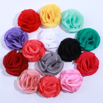 120ШТ 4,5 см Высококачественные Модные Круглые шифоновые цветы для головных уборов, аксессуары, Тканевый цветок для повязок на голову, ткань