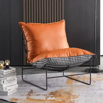 Односпальный диван-кресло Роскошный минималистичный Стальной Железный диван Для Отдыха Балкон Спальня Бар Ленивый Стул для отдыха Дизайнерский стиль Искусство Чрезвычайно
