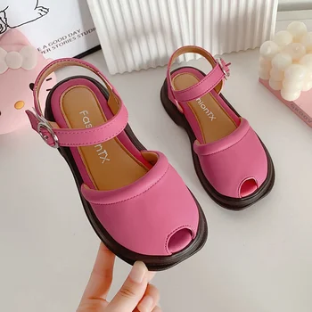 Детские сандалии для девочек Европейского и американского цвета, розовые, простые и нескользящие, 2023 Универсальная мягкая многоцветная детская обувь