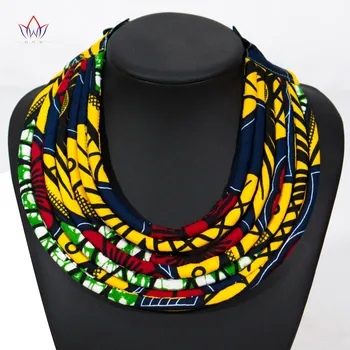 Многослойные ювелирные изделия ручной работы, ожерелья из ткани Анкара, ожерелья с африканскими нагрудниками, племенные украшения WYA07