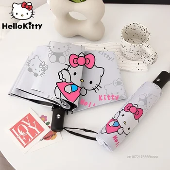 Зонт Sanrio Hello Kitty, Ветро- и водонепроницаемость, Полностью автоматический зонт для женщин Y2k, Эстетические водонепроницаемые пляжные зонты
