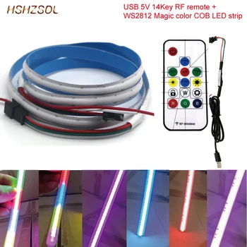 14-клавишный USB-порт Smart Flexible COB RGB Dream Color Magic Digital 5V Адресуемая светодиодная лента Высокой Плотности 332 светодиода/m WS2812B Strip