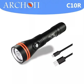 ARCHON C10R Фонарик для Дайвинга, Зарядка через USB, фонарик для дайвинга, 1200 люмен, светодиодный чип CREE, Подводный светильник, 100 м, Светильник для Дайвинга, Встроенный 18650